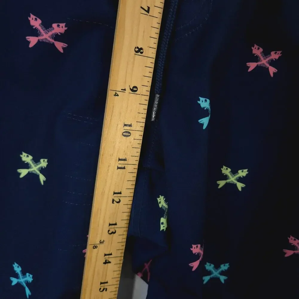Vineyard Vines Swim Trunks Mens 32 Navy‎ Blue Crossed Fishbones Drawstring